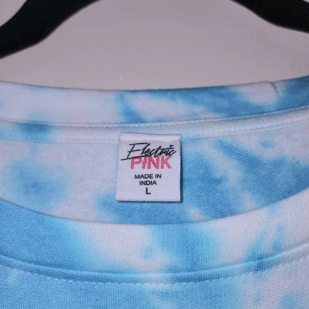 Electric Pink Tie Dyed Cropped Sweatshirt - Picture 3 of 5